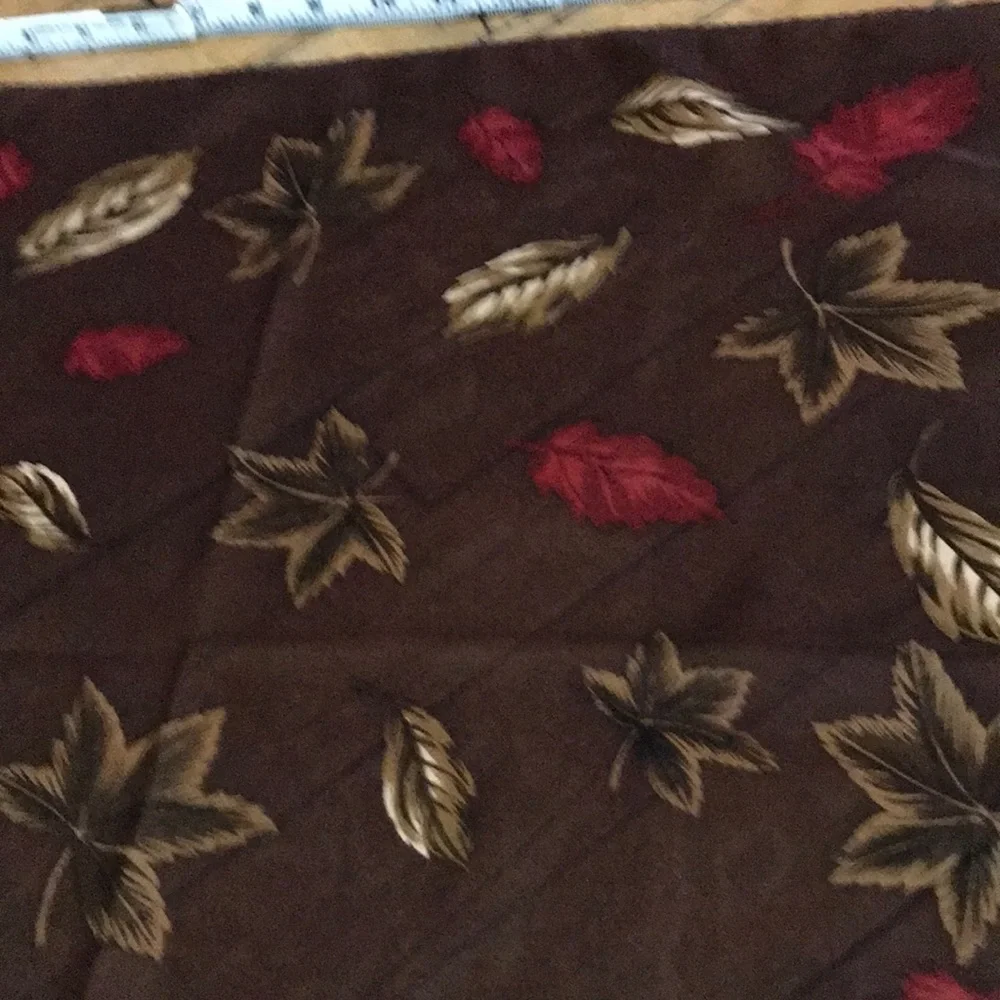 Autumn Leaf Print Brown‎ Silk Scarf